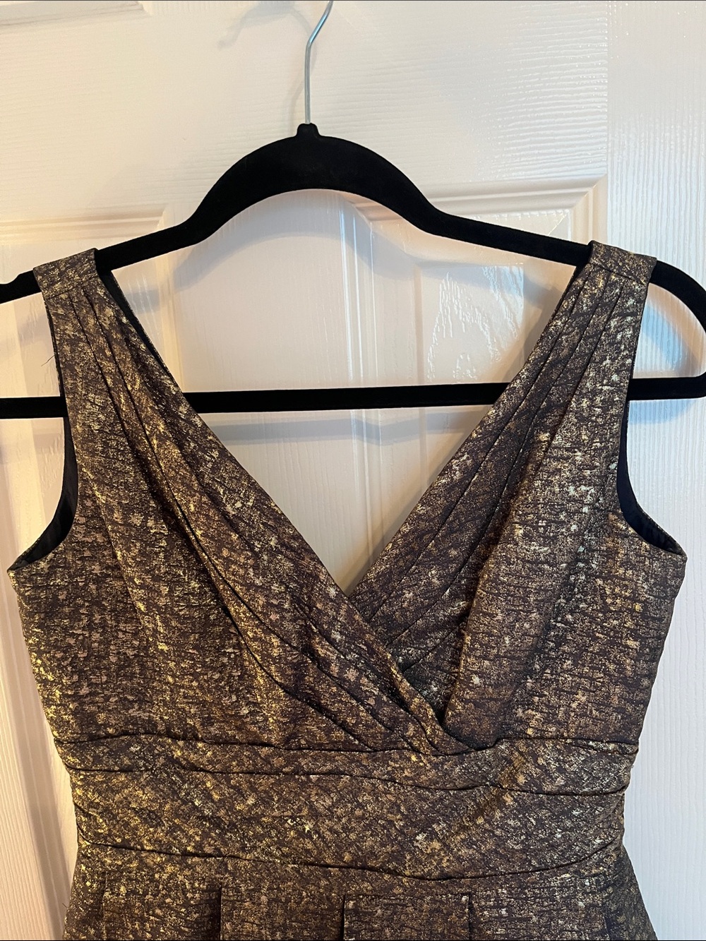 Theia Gold Foil Fit & Flair Dress - Picture 3 of 12